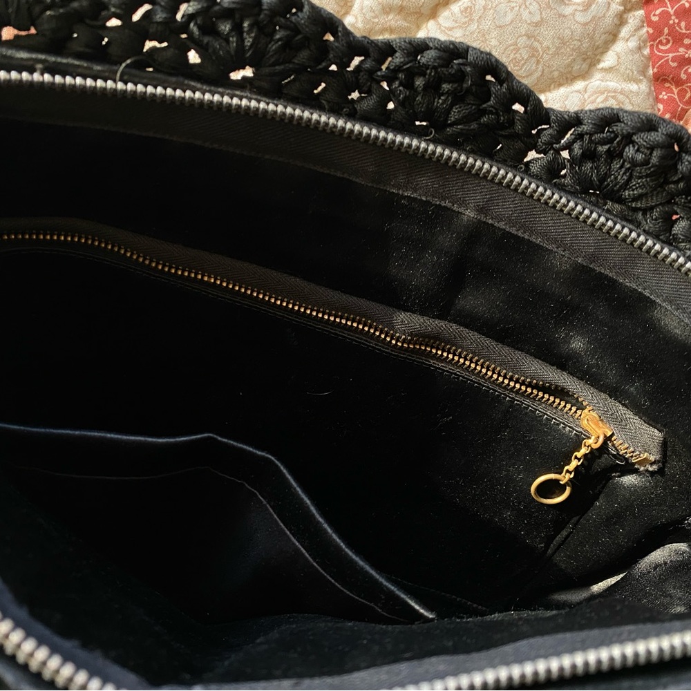 Vintage Black Woven Macrame Shoulder Bag - Picture 6 of 8